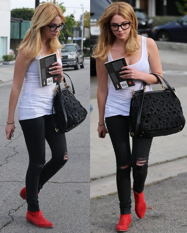 'Spring Breakers' actress Ashley Benson exits the Andy LeCompte salon in West Hollywood, California, March 20, 2013