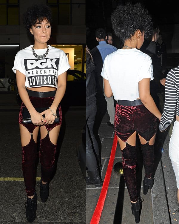 Leigh-Anne Pinnock styled her Widow cutout leggings with a midriff-baring cropped top
