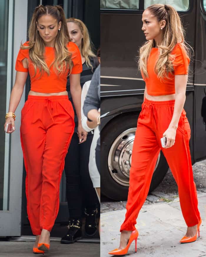 Jennifer Lopez shows how to wear orange head to toe