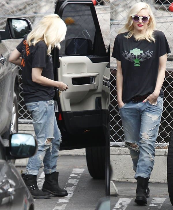 Gwen Stefani returning to her car near Zuma's school in Los Angeles