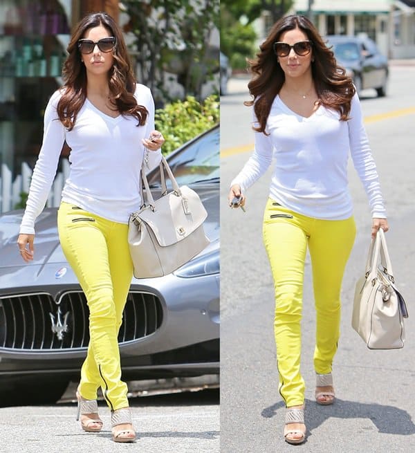 Eva Longoria stepping out from the Ken Paves hair salon in Los Angeles
