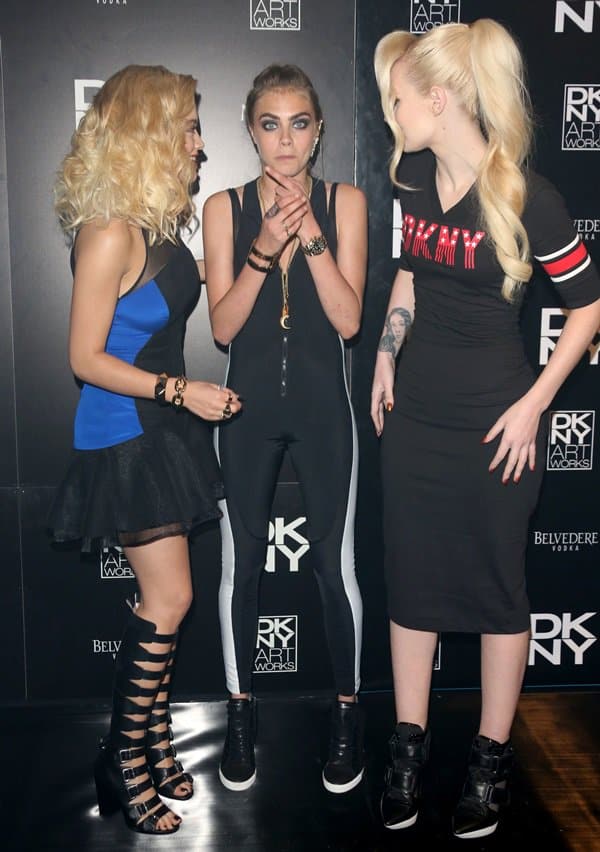 Cara Delevingne, Rita Ora, and Iggy Azalea the DKNY Artworks launch party held at a fire station in London, England on June 12, 2013
