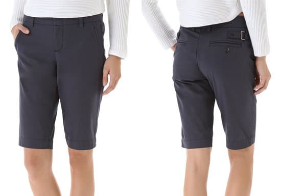 A classic pair of 4-pocket military shorts in comfortable stretch twill styled with buckles at the waist for a modern touch
