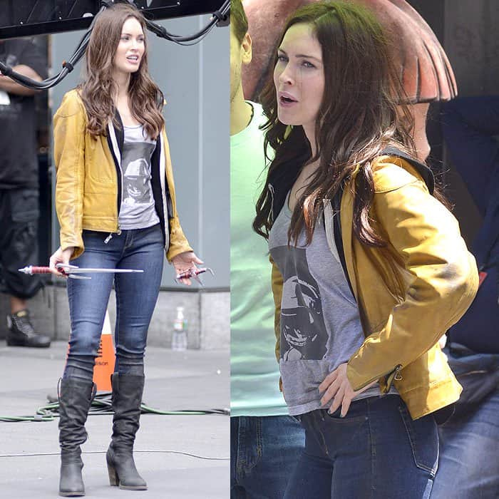Megan Fox on the 'Teenage Mutant Ninja Turtles' set in New York City on May 20, 2013