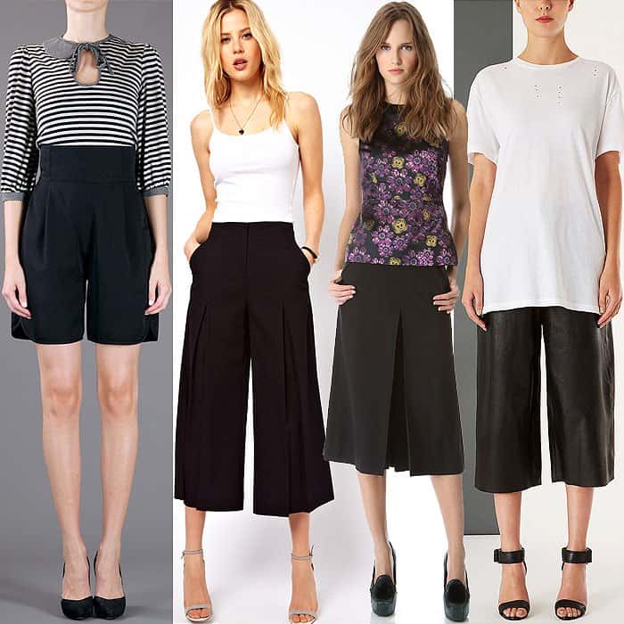 Labour of Love Wide Culottes, ASOS Pleat Front Culottes, Giulietta Culotte Pants and Boutique Wide Leather Culottes