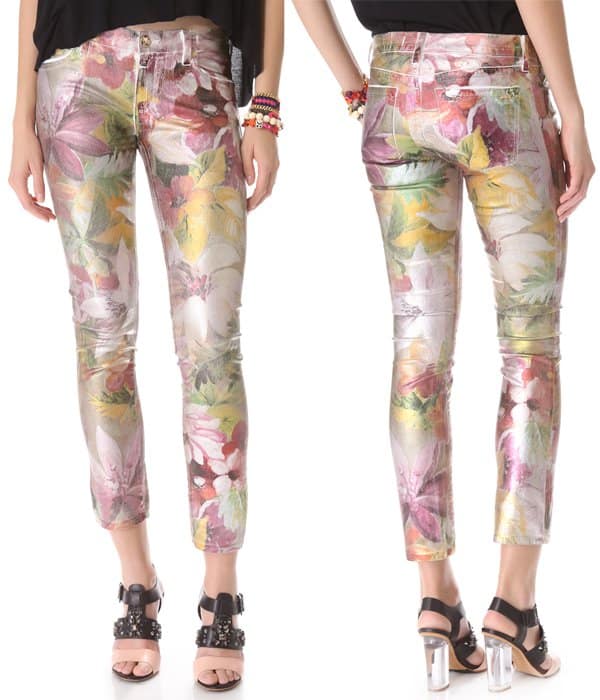 Juicy Couture Tropical Floral Coated Jeans