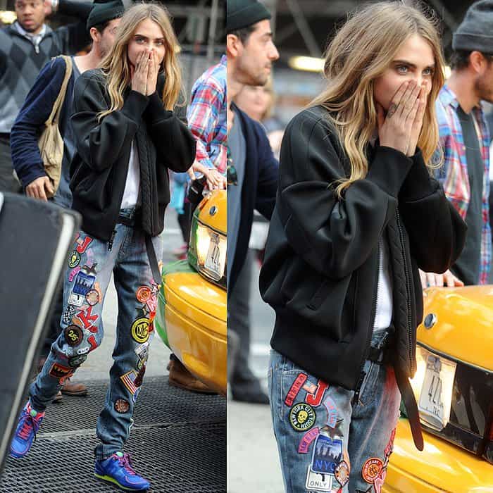 Cara Delevingne backstage at a DKNY photoshoot in New York City on October 14, 2013