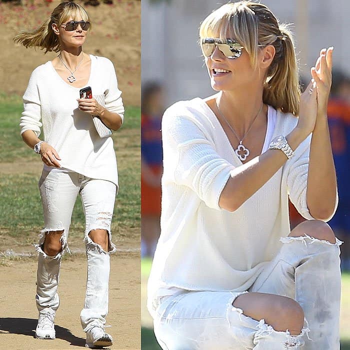 Heidi Klum with perfect knees at football practice in Brentwood