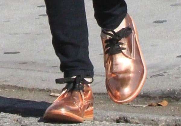 Emma Roberts rocked rose gold India oxfords by Penelope and Coco