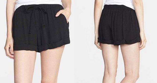 Swingy, textured shorts boast an easy drawstring waist and cuffed hems for versatile, day-to-night style