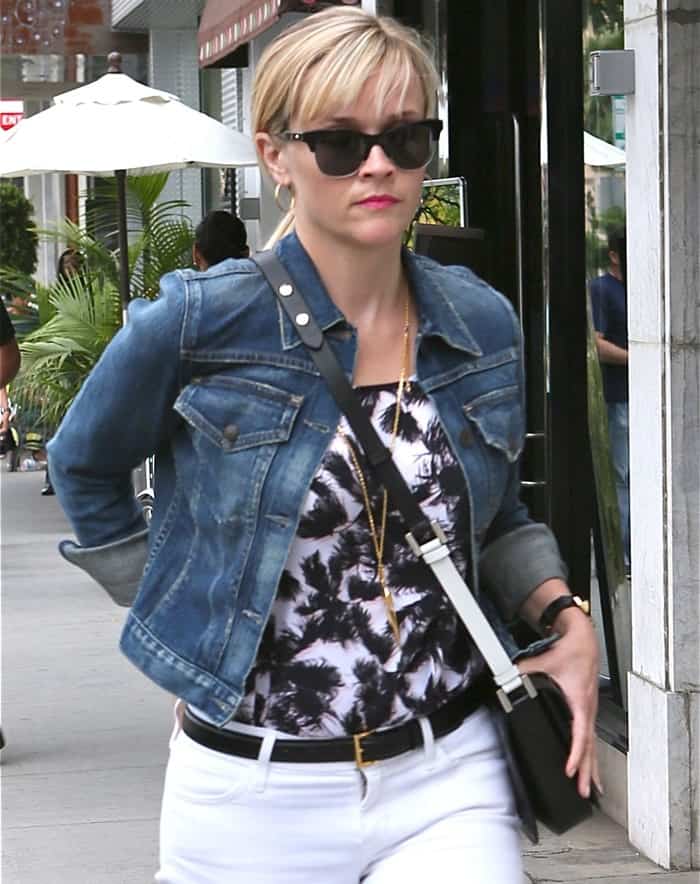 Heavy fading and shreds soften Reese Witherspoon's classic Citizens of Humanity denim jacket