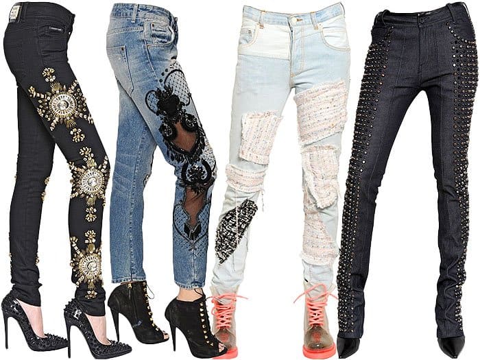 Embellished, embroidered, studded, and gem-encrusted jeans