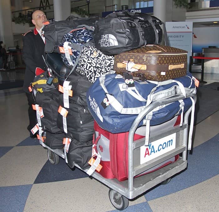 Rihanna brings a bit more luggage than most people when traveling