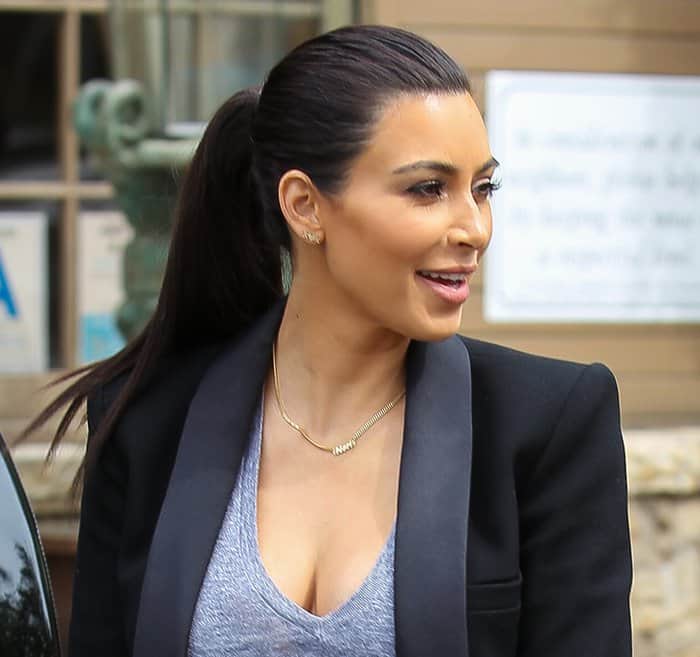 Kim Kardashian leaving The Villa Restaurant of Woodland Hills