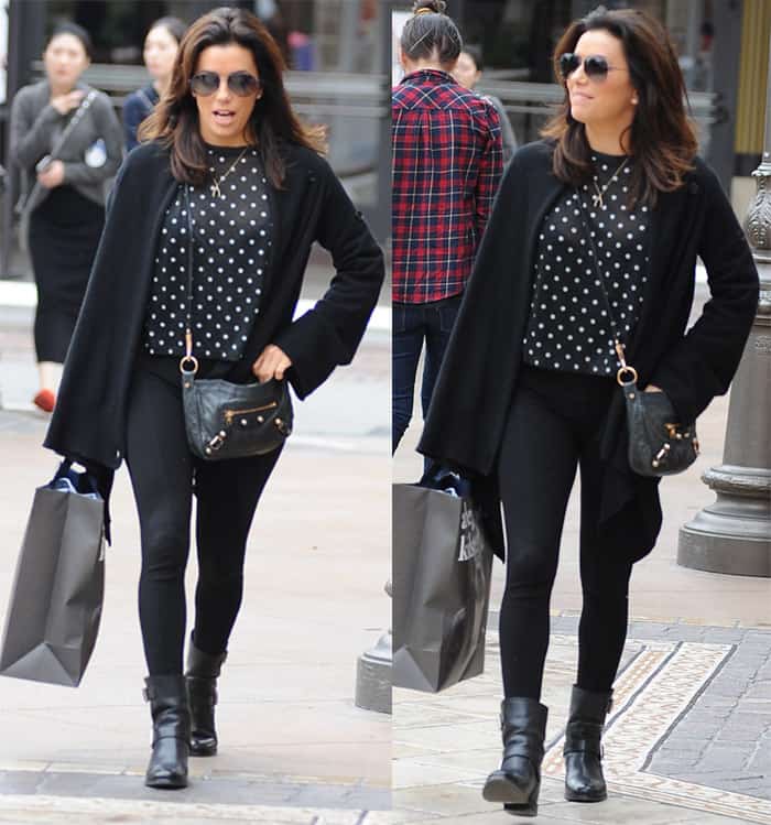 Eva Longoria shopping in Jimmy Choo boots at The Grove in Los Angeles