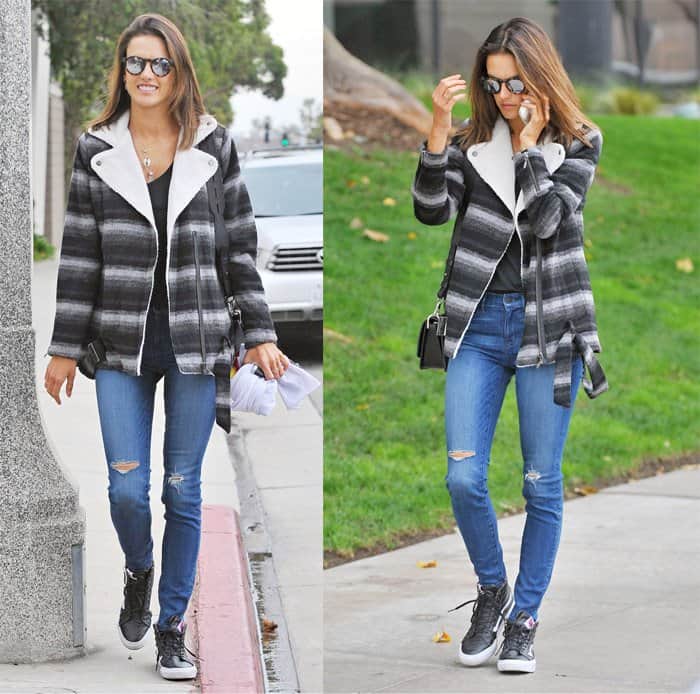 Alessandra Ambrosio walking with her son in Brentwood on January 19, 2016