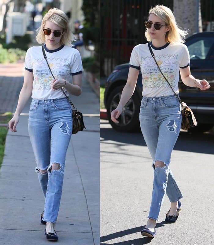Emma Roberts is seen leaving Nine Zero One Salon at Melrose Place after getting hair extensions