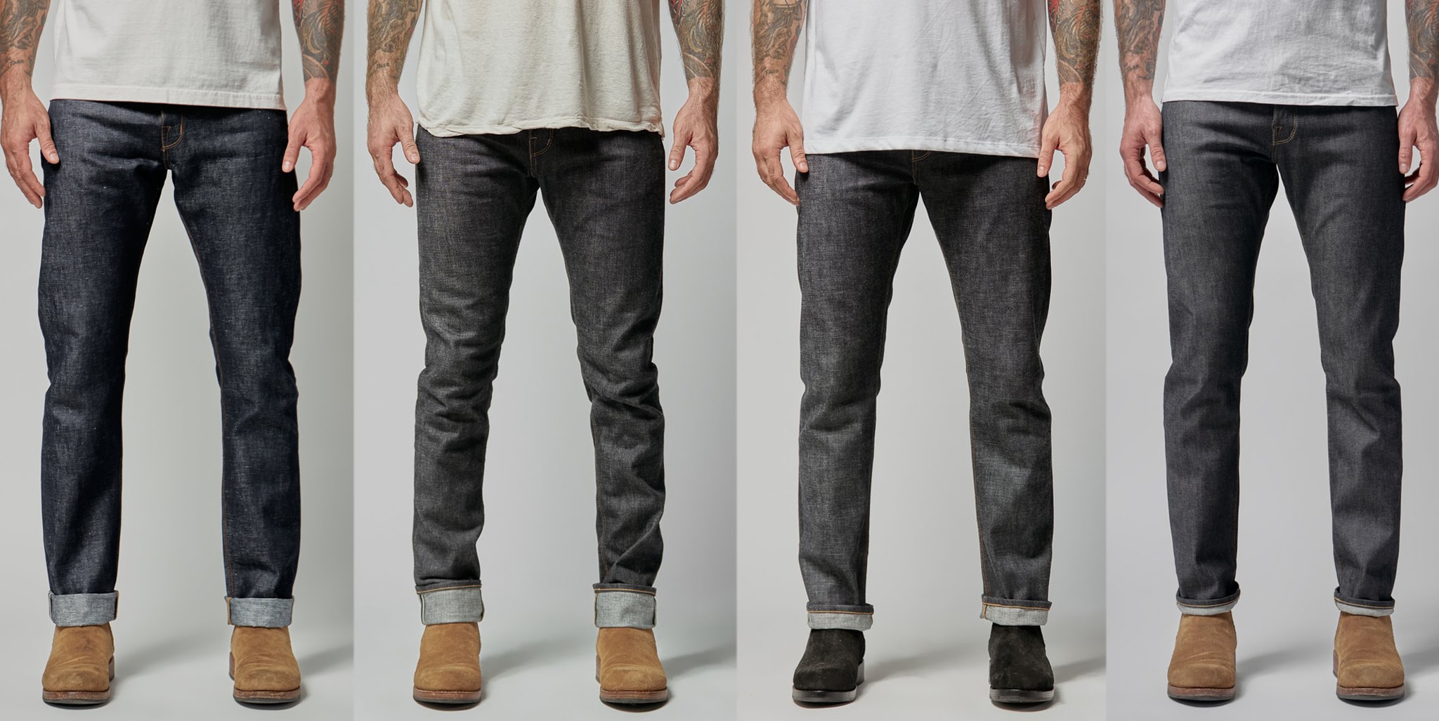 Shockoe Atelier offers men's jeans of different fits and styles like the Standard Linen Selvedge, $215; the Slim Kojima, $250; the Standard Kojima, $250; and the Slim Stretch Selvedge,$225