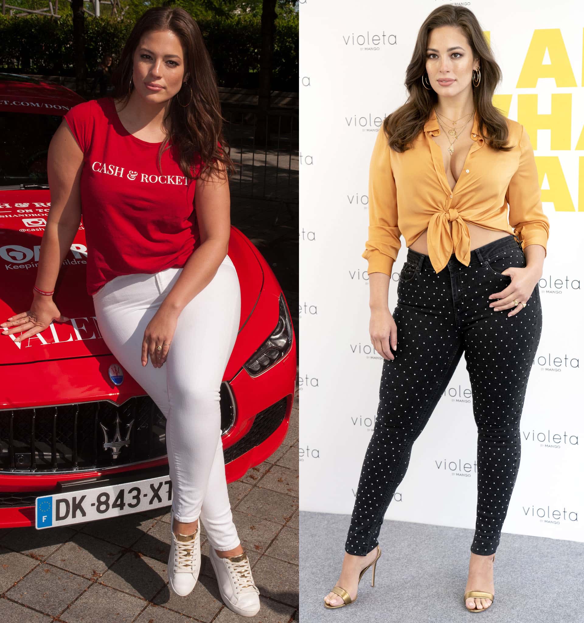 Ashley Graham embraces her hourglass curves and thick thighs in skinny jeans
