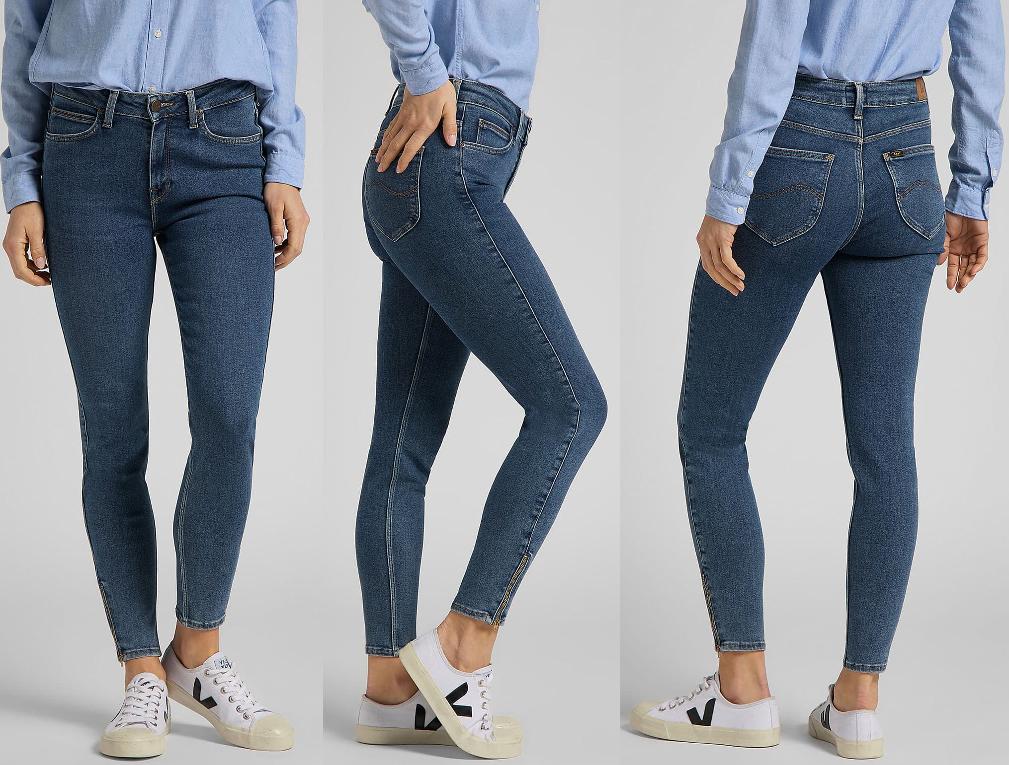 Offering the ultimate flattering fit, the Lee Scarlett high-waisted jeans feature a cropped zipped seam and a high stretch