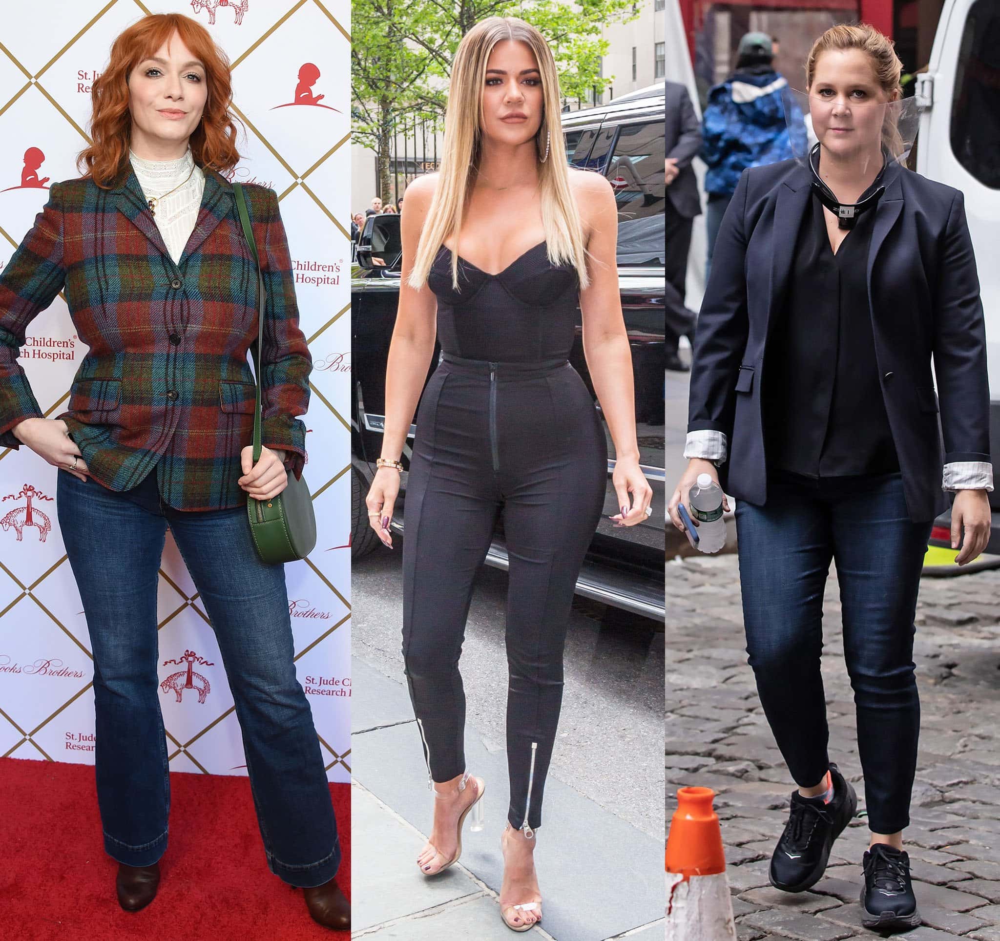 Plus-size celebrities Christina Hendricks, Khloe Kardashian, and Amy Schumer show how to wear jeans